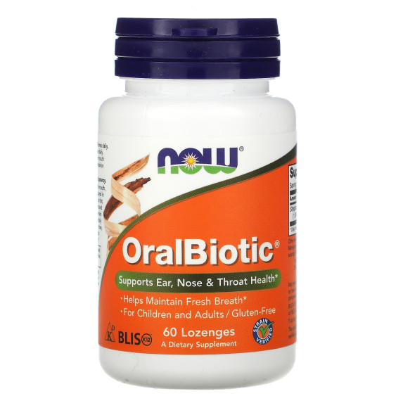 NOW Foods, OralBiotic, 1 mld CFU, 60 pastylek do ssania (500 mld CFU na pastylkę)