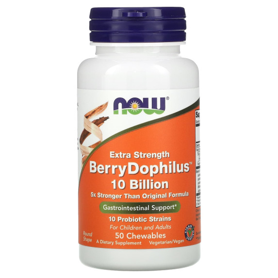 NOW Foods, Jagodowy dodatek dophilus zwiększonej mocy, 50 tabletek do ssania