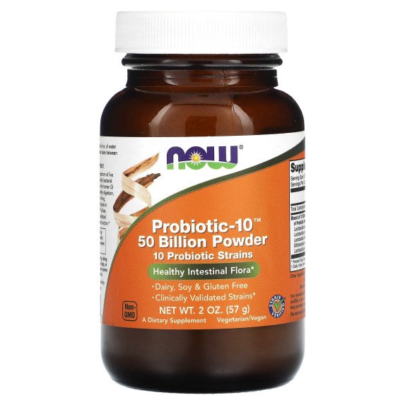 NOW Foods, Probiotyk-10 w proszku, 50 miliardów, 2 uncje (57 g) (50 miliardów na g)