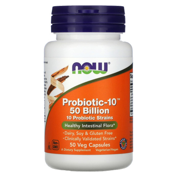 NOW Foods, Probiotic-10, 50 miliardów, 50 kapsułek roślinnych