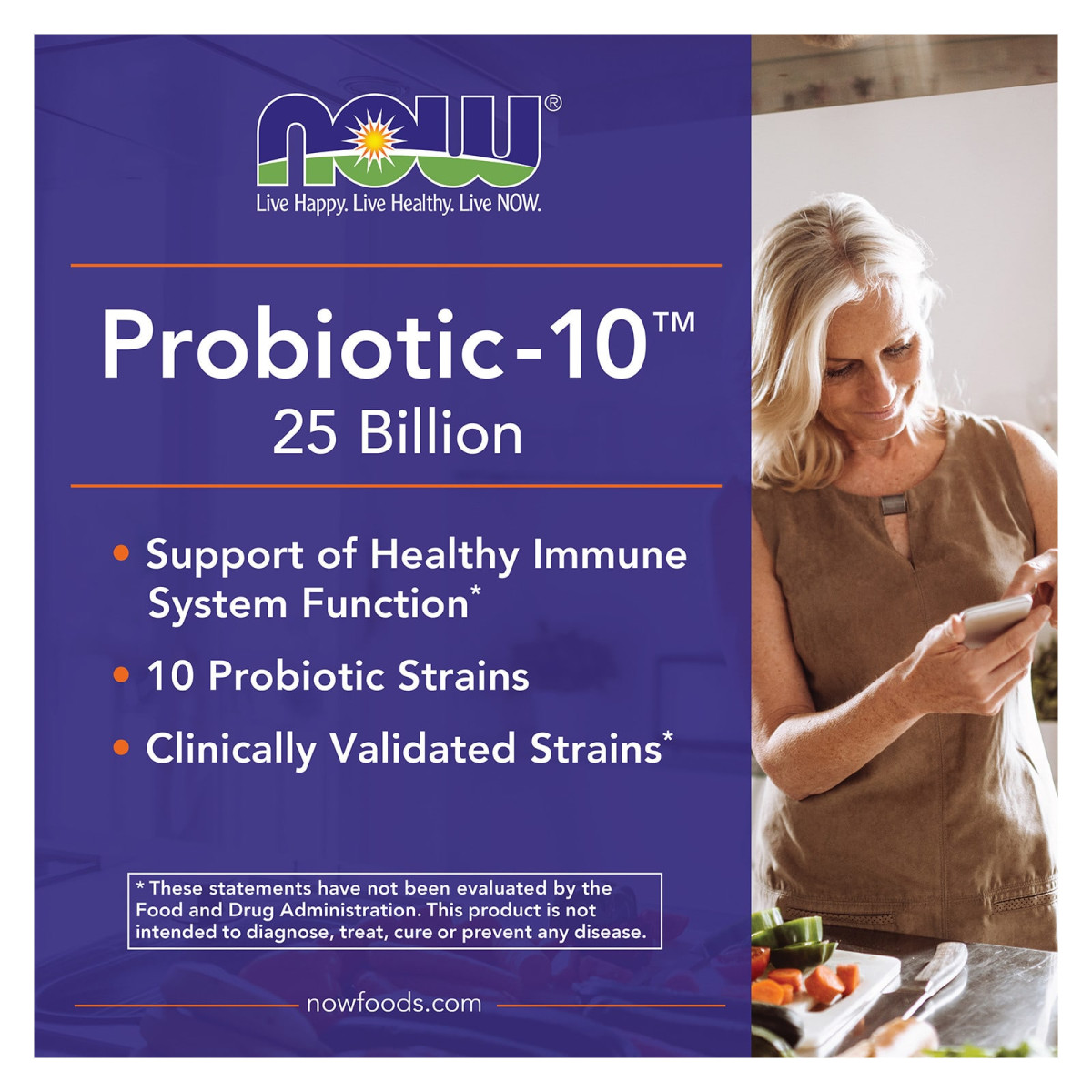 NOW Foods, Probiotic-10, 25 miliardów, 100 kapsułek wegetariańskich