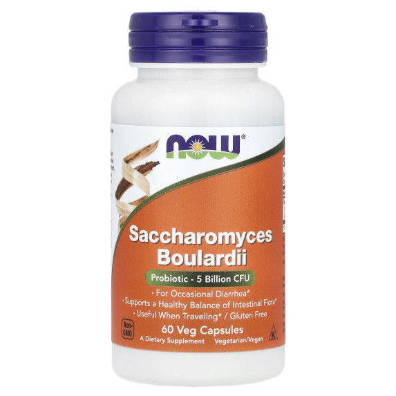 NOW Foods, Saccharomyces Boulardii, Probiotyk, 5 miliardów CFU, 60 kapsułek wegetariańskich