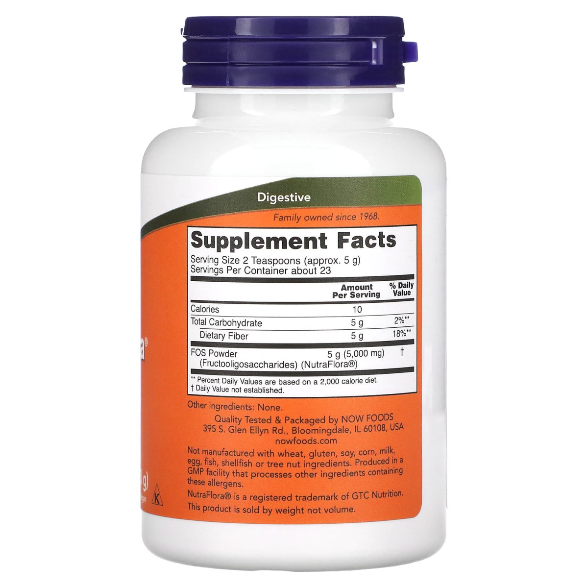 NOW Foods, NutraFlora FOS, czysty proszek, 113 g