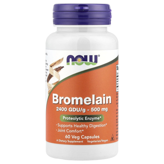 NOW Foods, Bromelaina, 500 mg, 60 kapsułek roślinnych