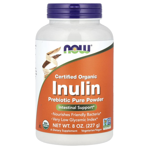 NOW Foods, Certyfikowana organiczna inulina, czysty prebiotyk w proszku, 227 g