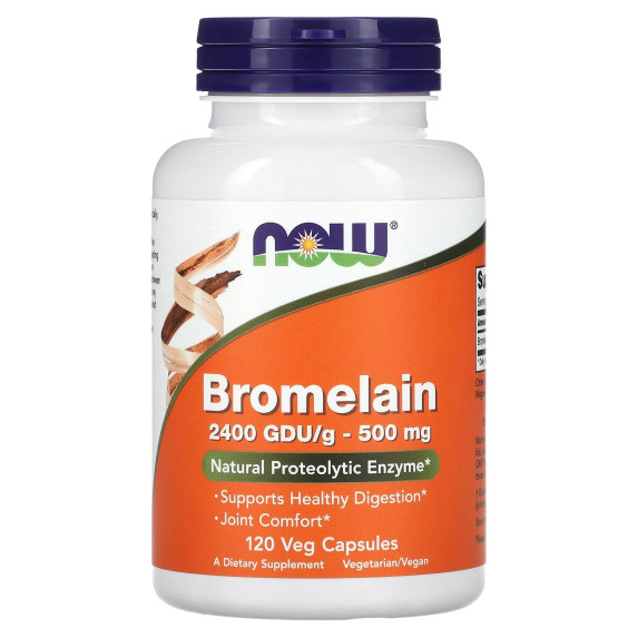 NOW Foods, Bromelaina, 500 mg, 120 kapsułek roślinnych