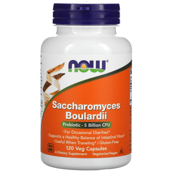 NOW Foods, Saccharomyces Boulardii, 5 miliardów CFU, 120 kapsułek wegetariańskich
