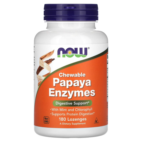 NOW Foods, Enzymy z papai, 180 pastylek do ssania