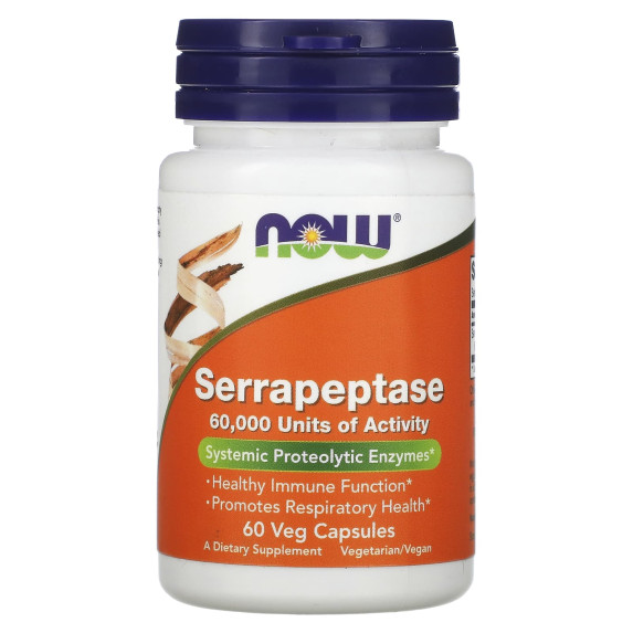 NOW Foods, Serrapeptaza, 33 mg, 60 kapsułek roślinnych