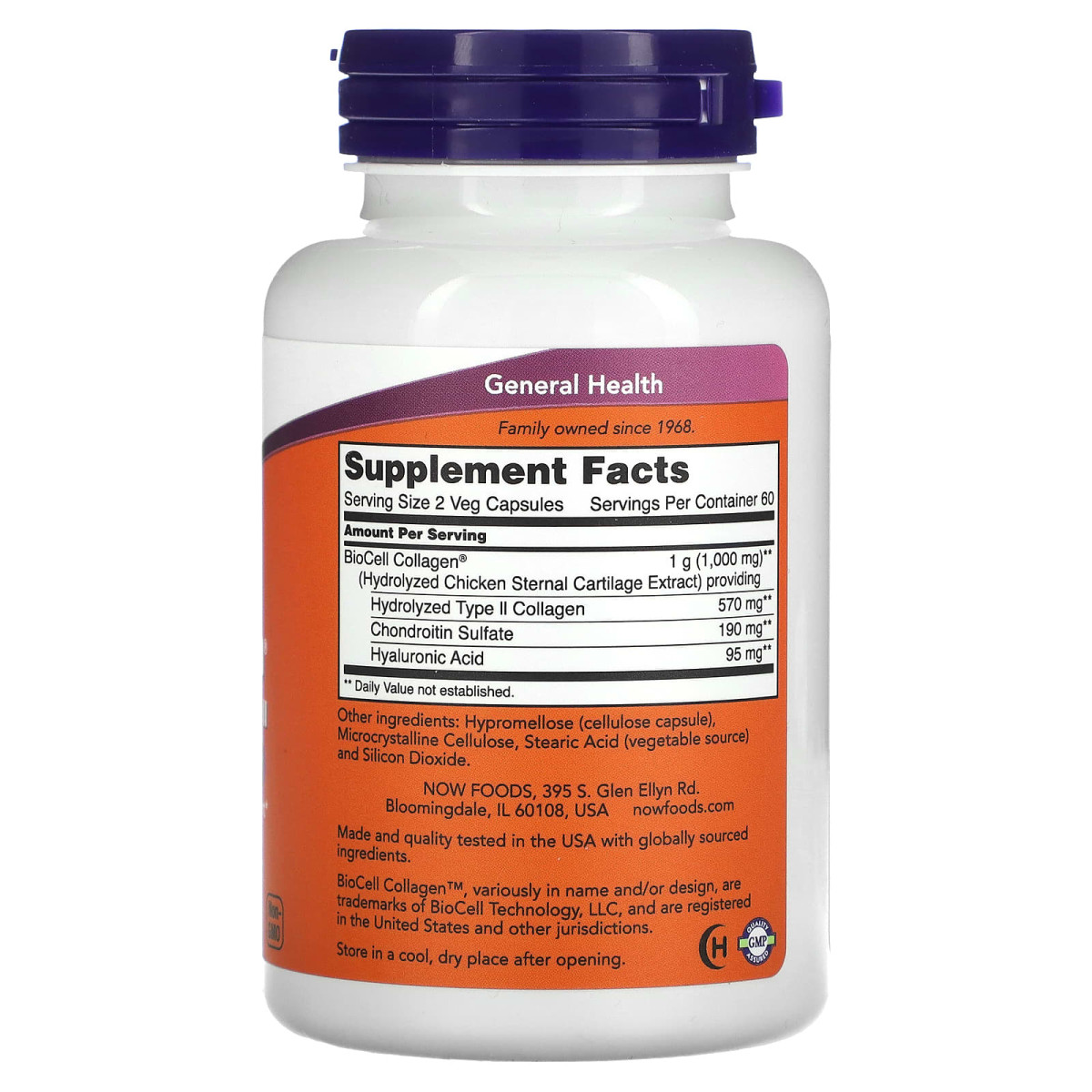 NOW Foods, Kolagen BioCell, hydrolizowany typ II, 120 kapsułek wegetariańskich