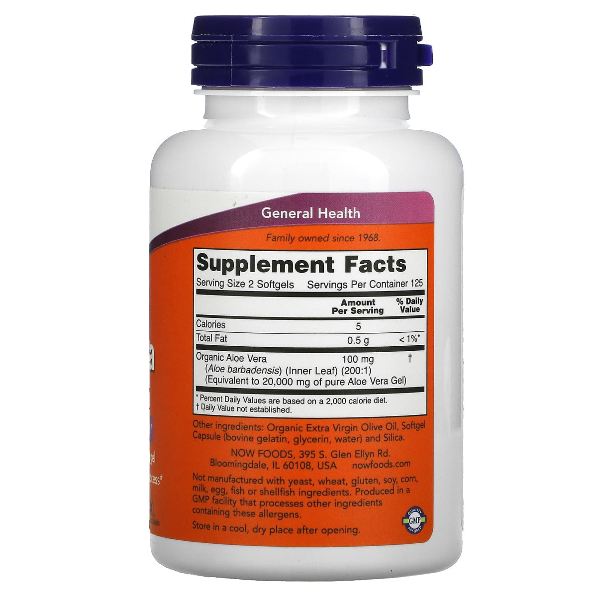 NOW Foods, Żele aloesowe, 250 miękkich kapsułek (50 mg na kapsułkę)