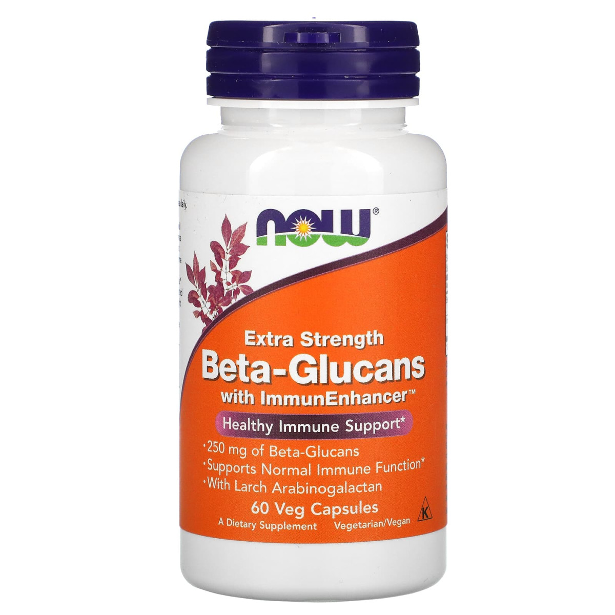 NOW Foods, Beta-glukany, z ImmunEnhancer, zwiększona siła działania, 250 mg, 60 kapsułek roślinnych