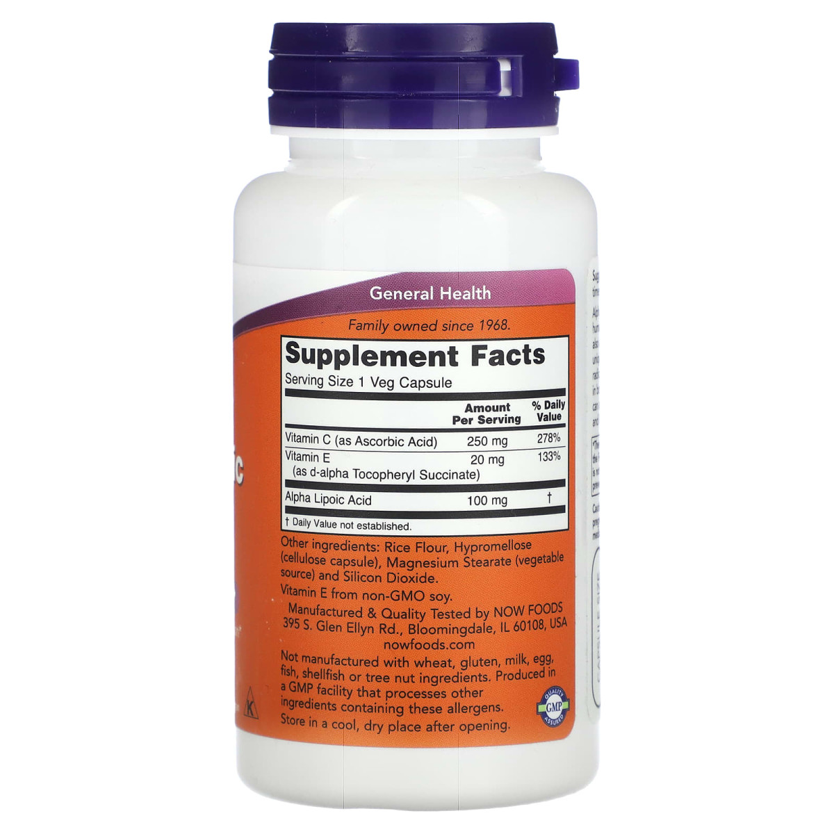 NOW Foods, Kwas alfa-liponowy, 100 mg, 60 kapsułek roślinnych