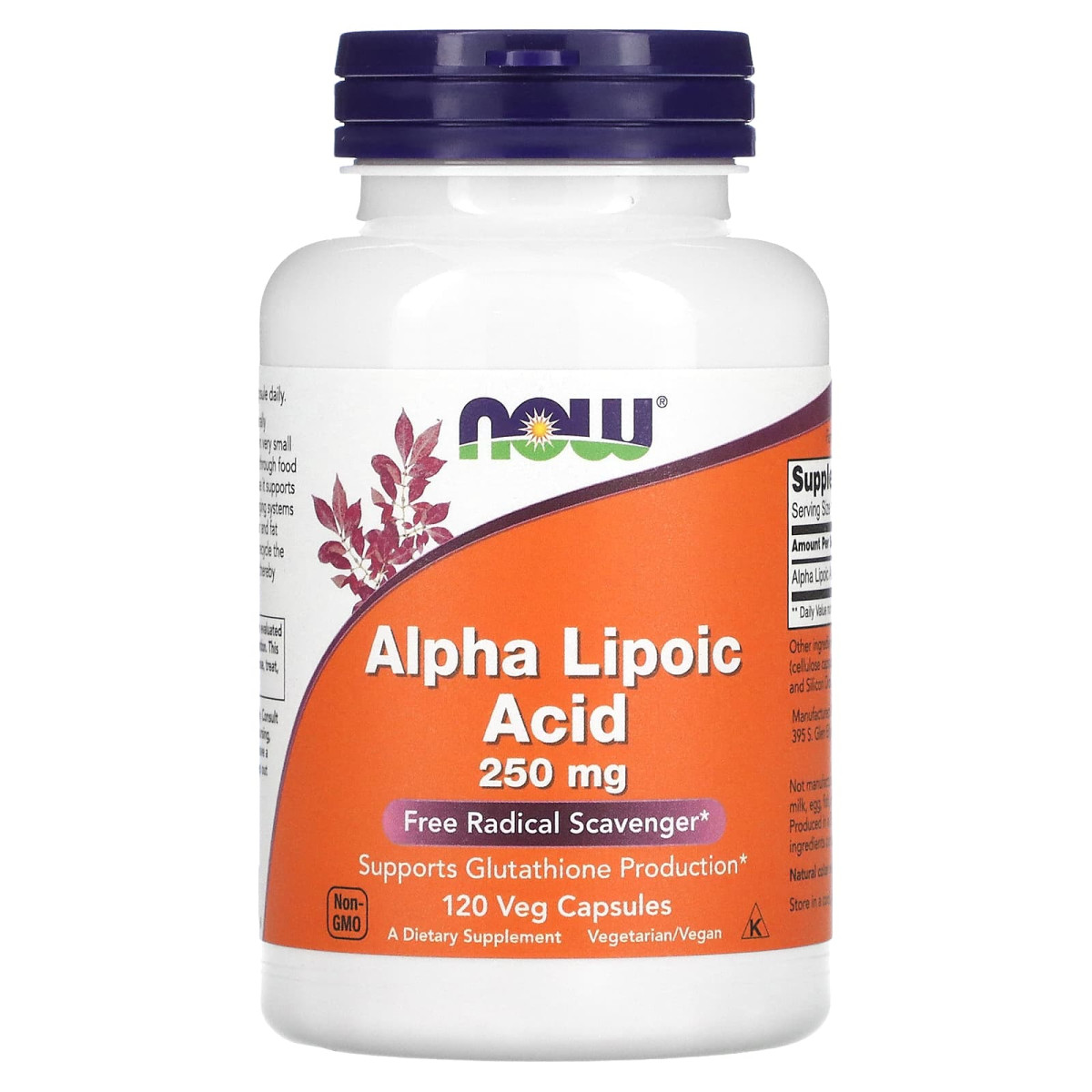 NOW Foods, Kwas alfa-liponowy, 250 mg, 120 kapsułek roślinnych