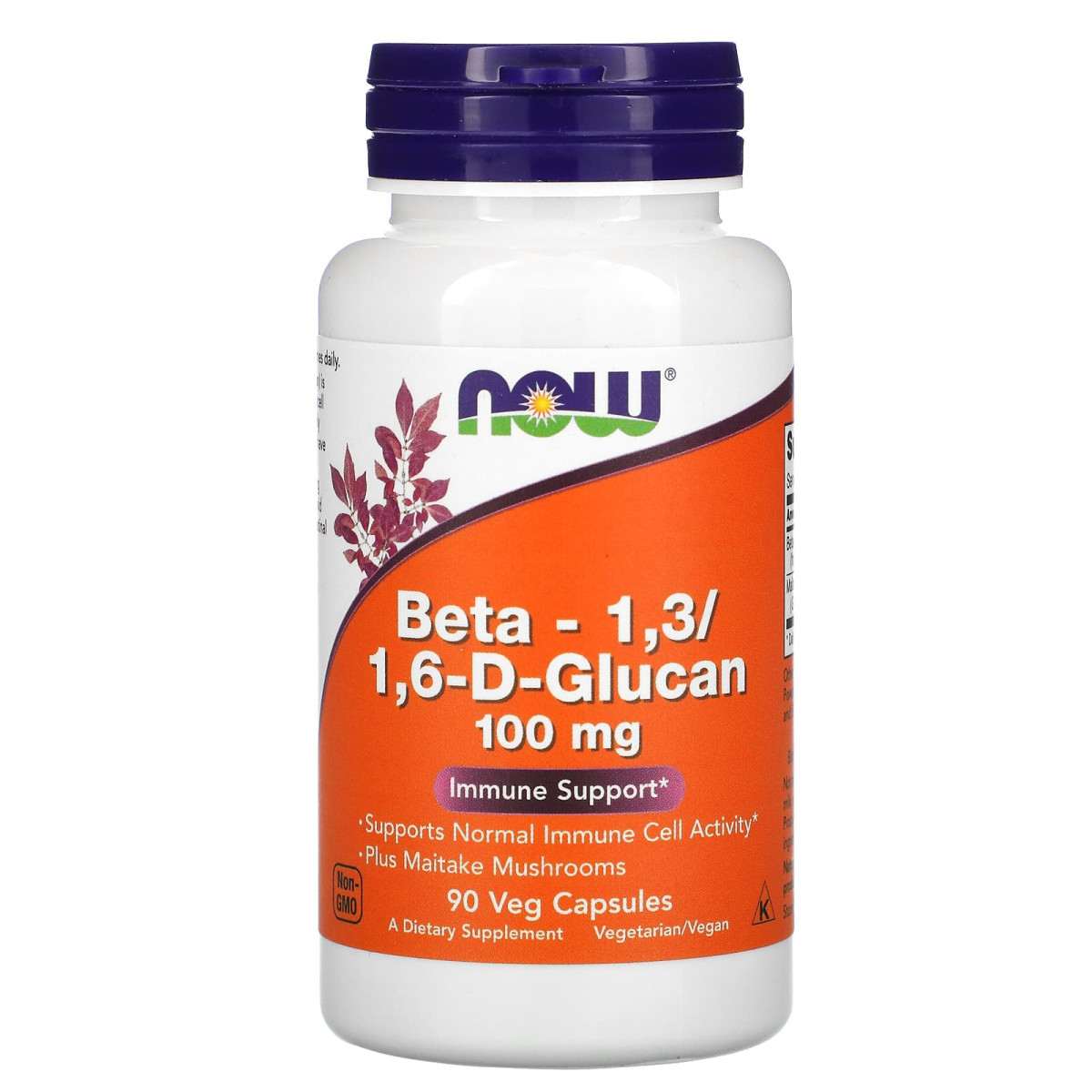 NOW Foods, Beta-1,3/1,6-D-glukan, 100 mg, 90 kapsułek roślinnych