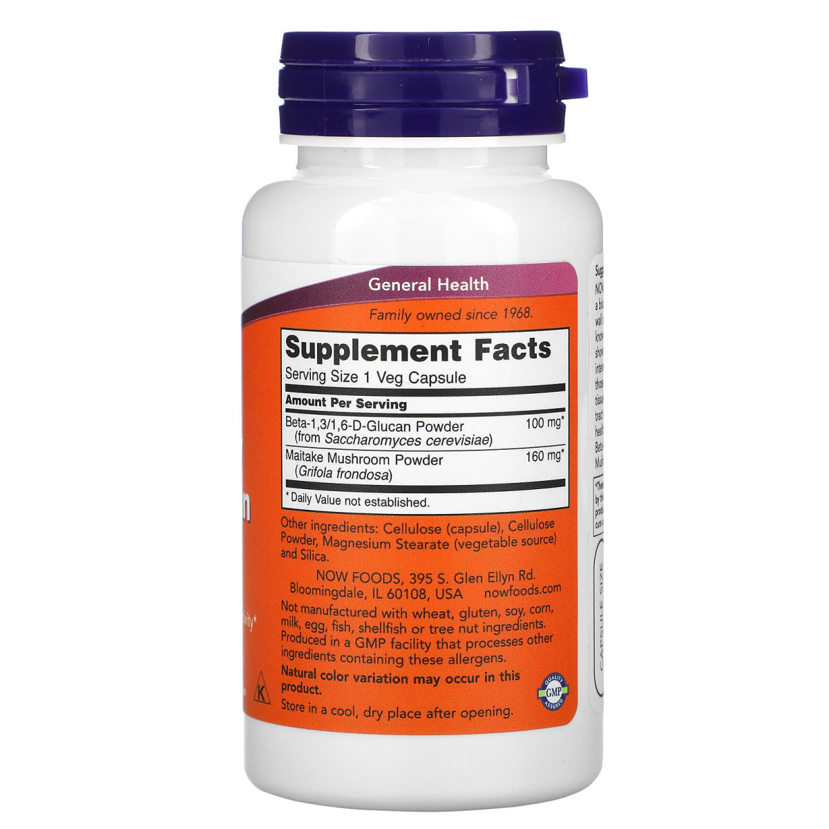 NOW Foods, Beta-1,3/1,6-D-glukan, 100 mg, 90 kapsułek roślinnych