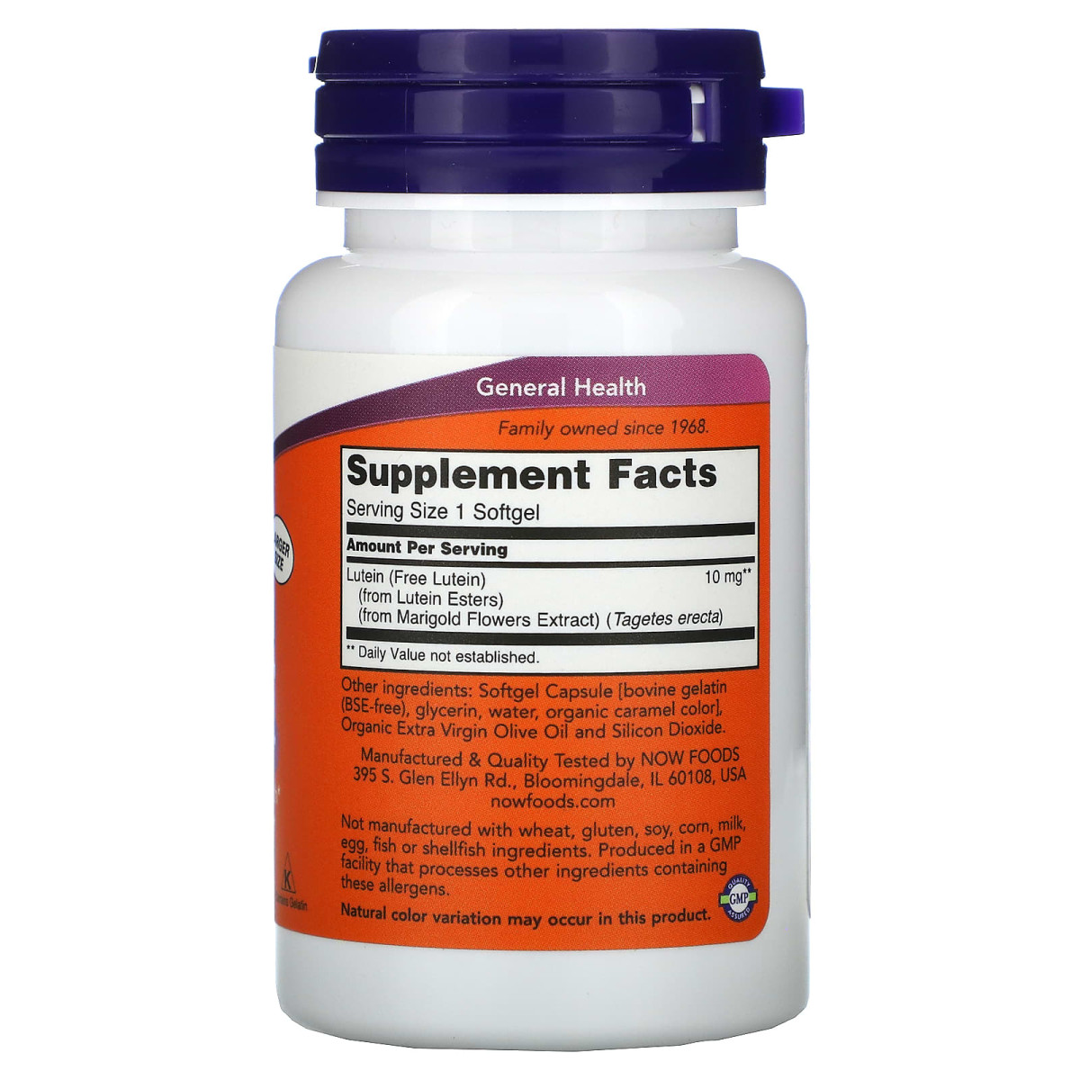 NOW Foods, Luteina, 10 mg, 120 miękkich kapsułek