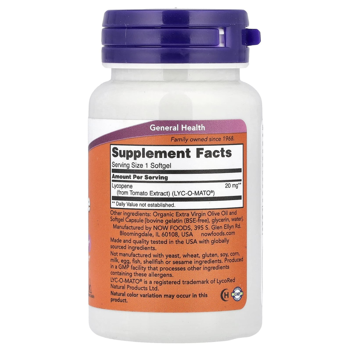 NOW Foods, Likopen, 20 mg, 50 kapsułek miękkich