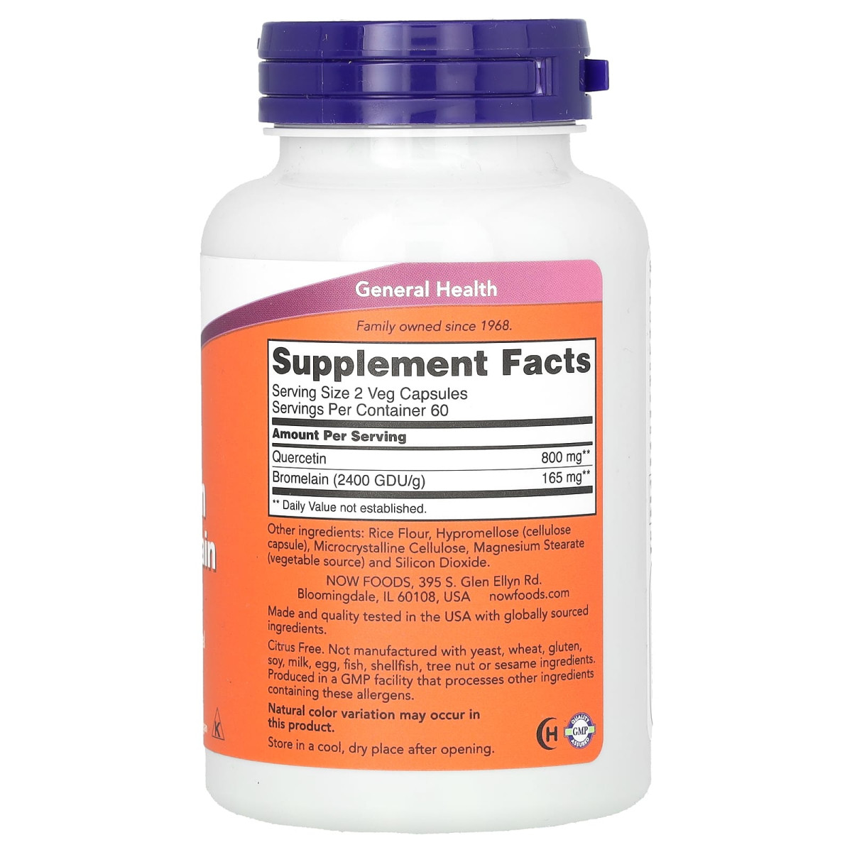 NOW Foods, Quercetin with Bromelain, 120 kapsułek wegetariańskich