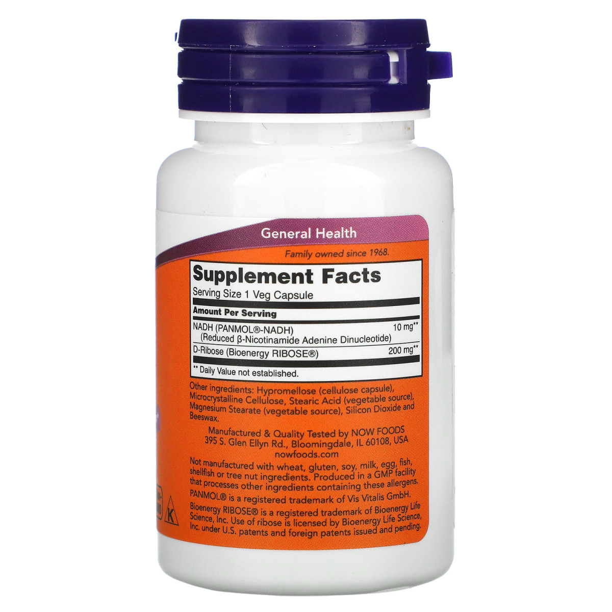 NOW Foods, NADH, 10 mg, 60 kapsułek wegetariańskich