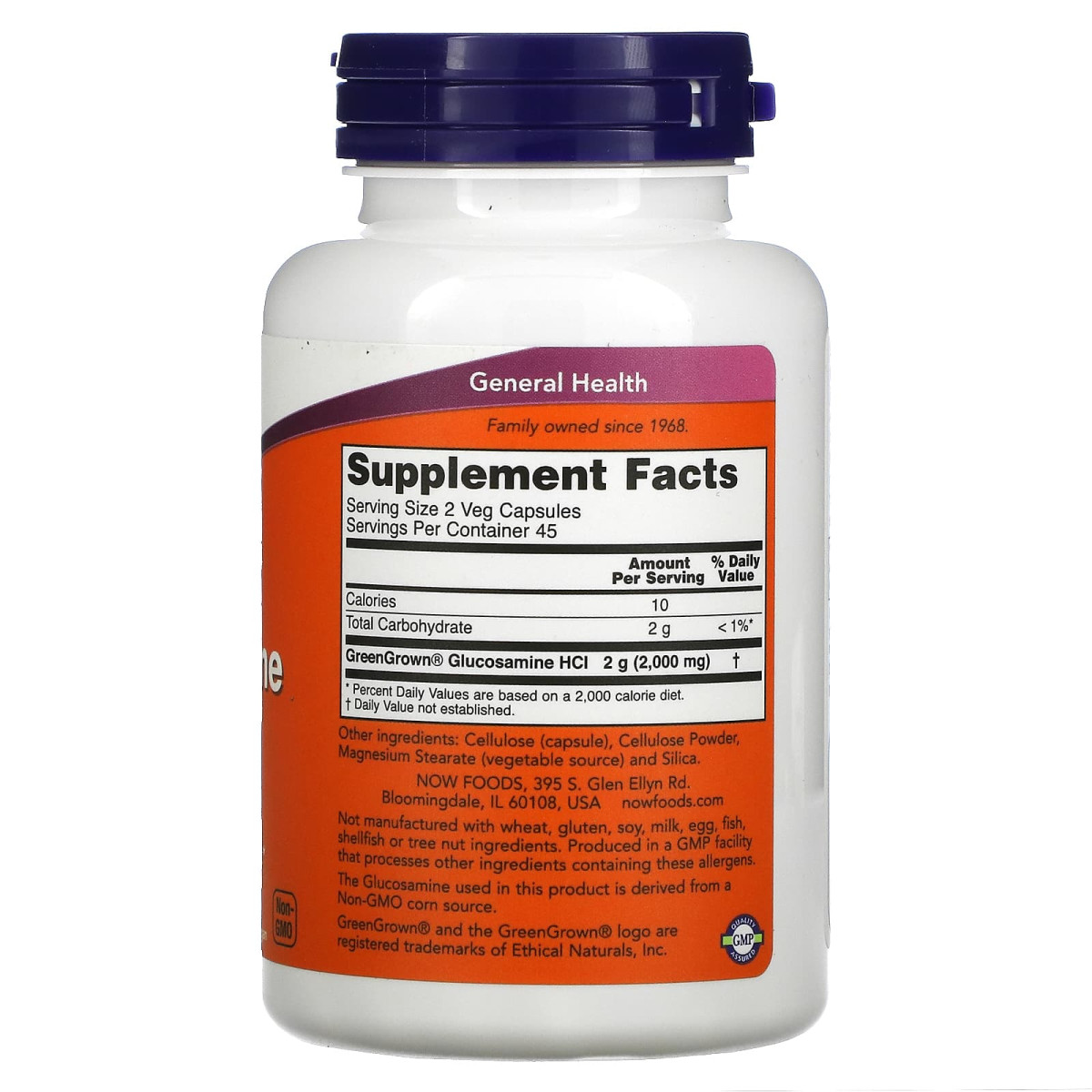 NOW Foods, Glukozamina wegetariańska „1000”, 90 kapsułek roślinnych (1000 mg na kapsułkę)
