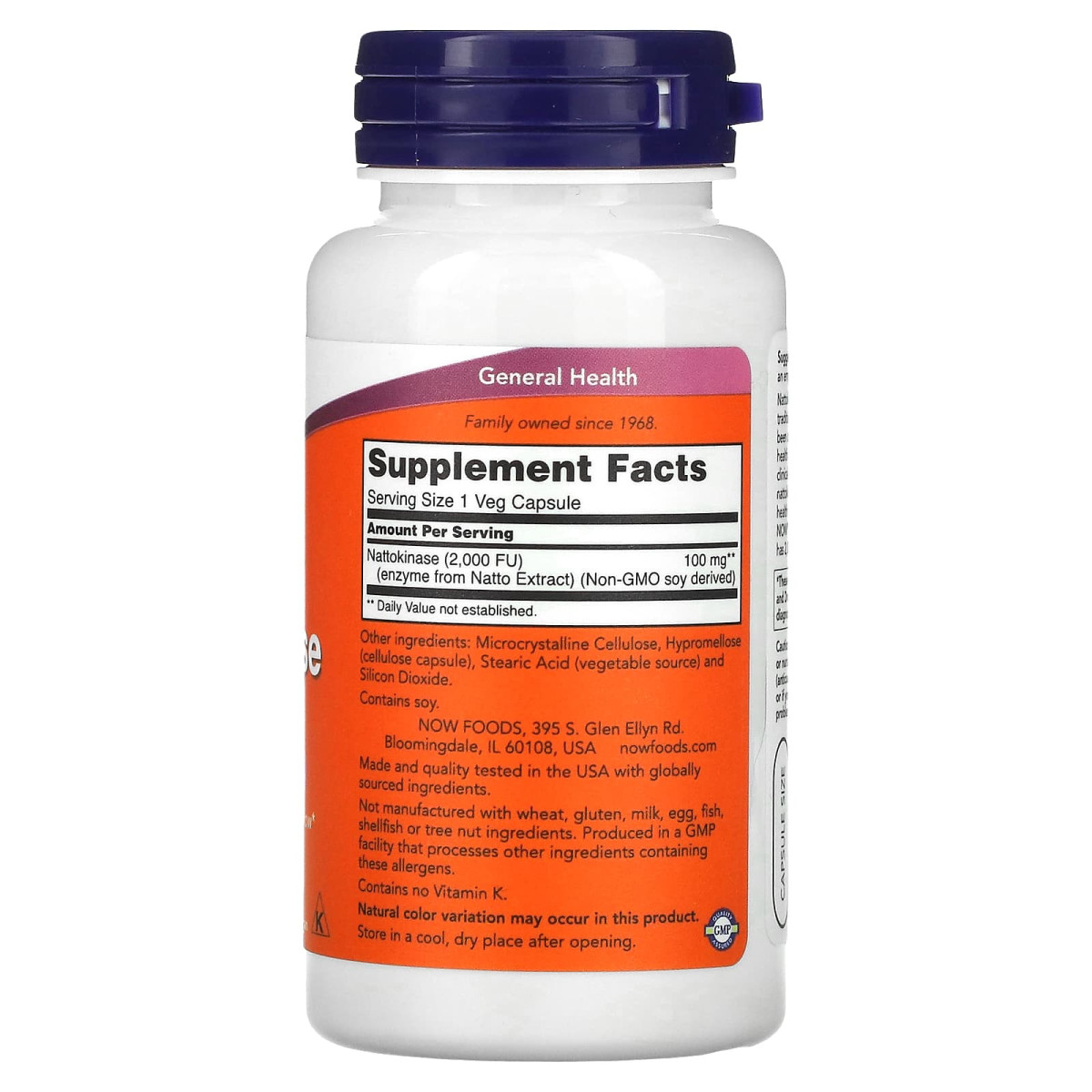 NOW Foods, Nattokinaza, 100 mg, 120 kapsułek wegetariańskich