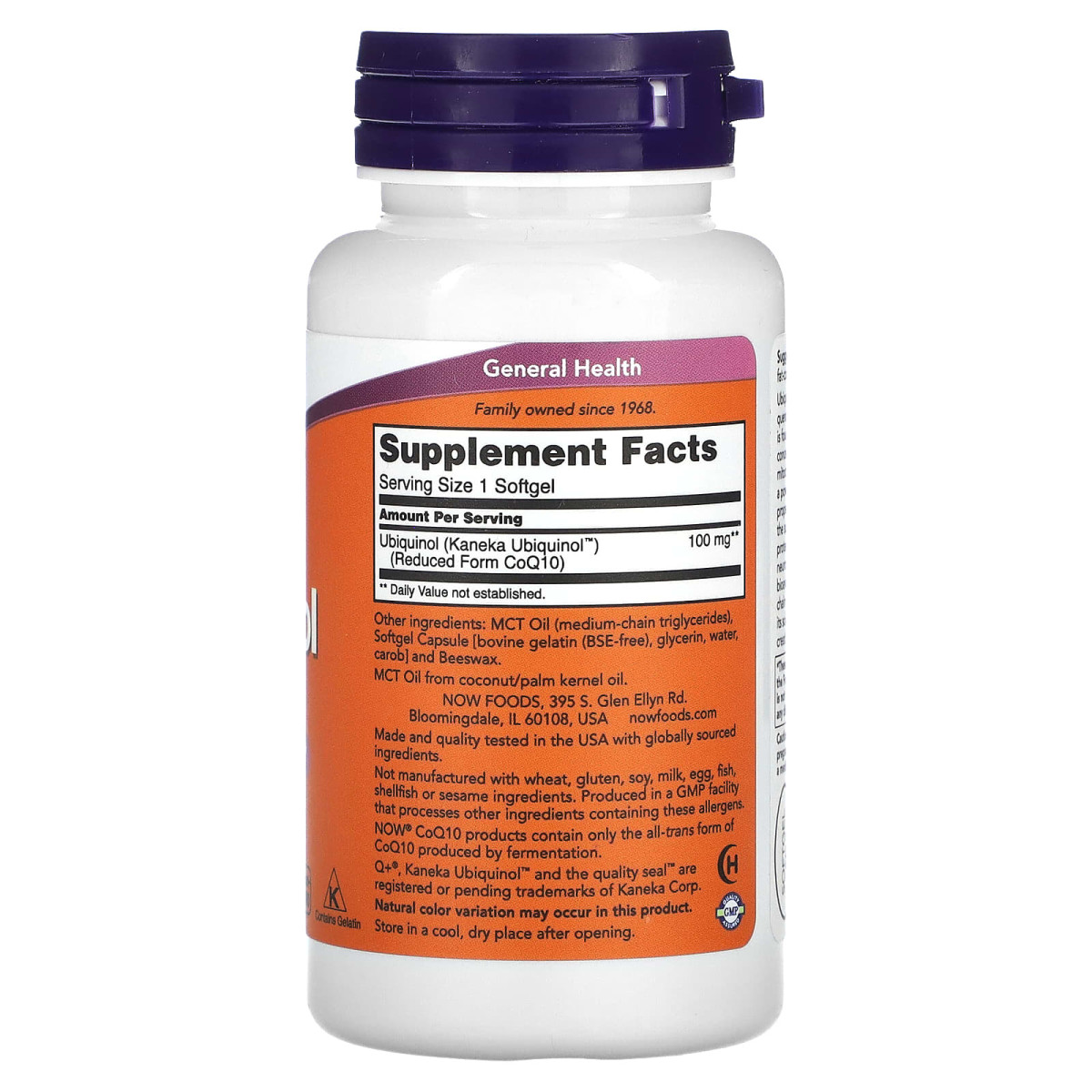 NOW Foods, Ubiquinol, 100 mg, 60 miękkich kapsułek