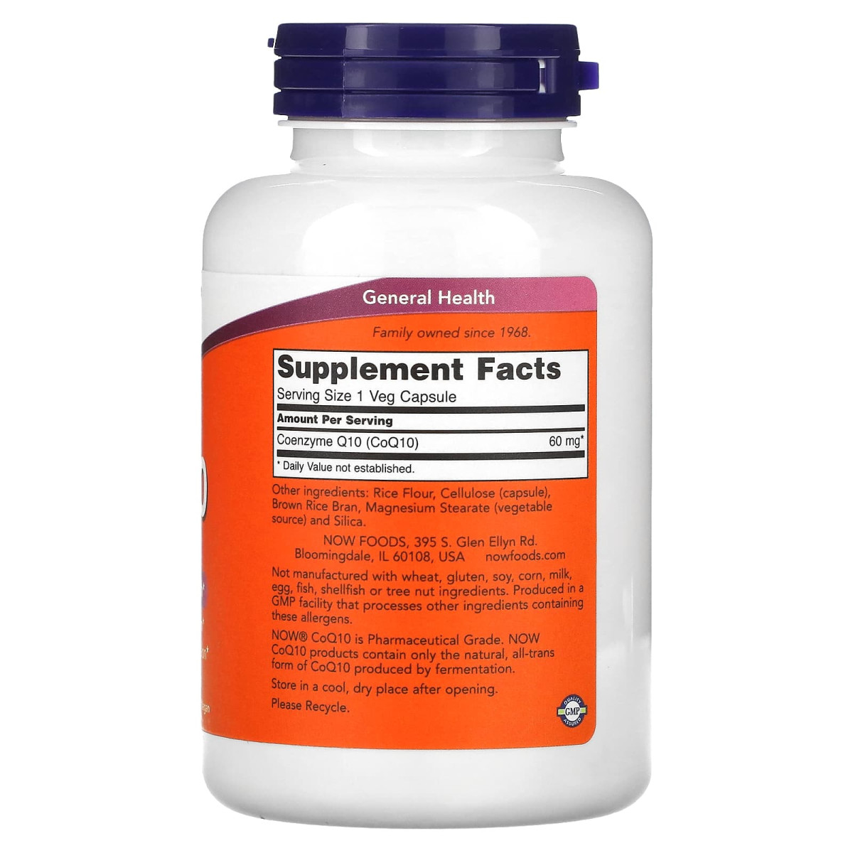 NOW Foods, Koenzym Q10, 60 mg, 180 kapsułek roślinnych