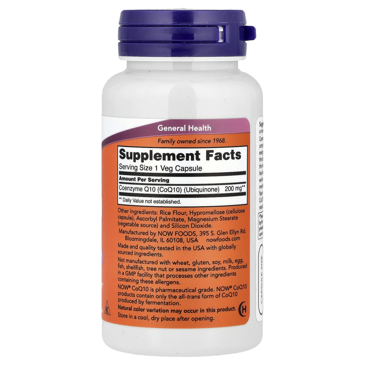 NOW Foods, Koenzym Q10, 200 mg, 60 kapsułek roślinnych