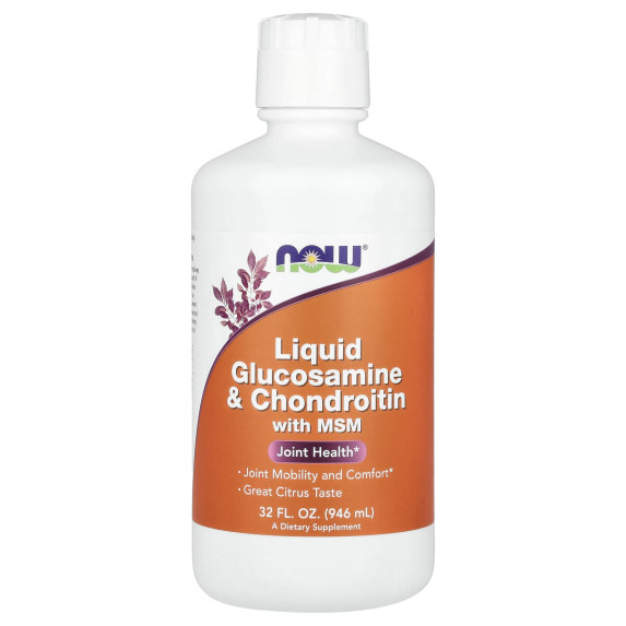 NOW Foods, Glukozamina i chondroityna w płynie z MSM, cytrusami, 946 ml