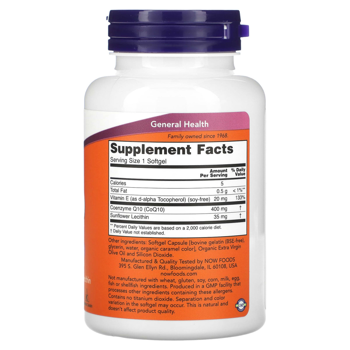 NOW Foods, Koenzym Q10, 400 mg, 60 kapsułek miękkich