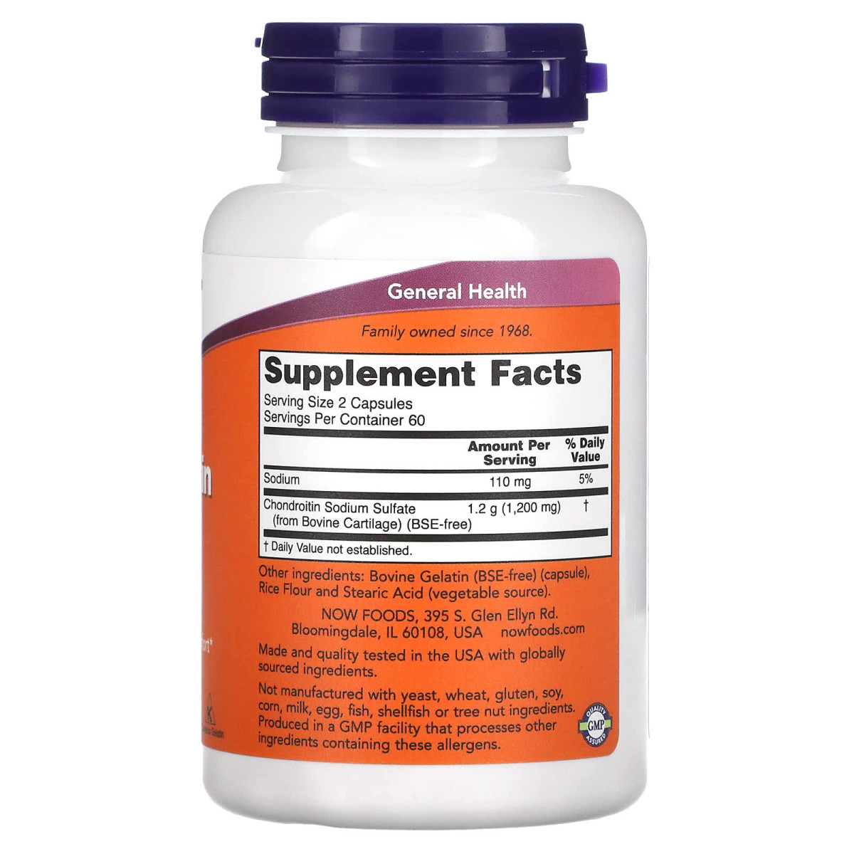 NOW Foods, Siarczan chondroityny, 600 mg, 120 kapsułek