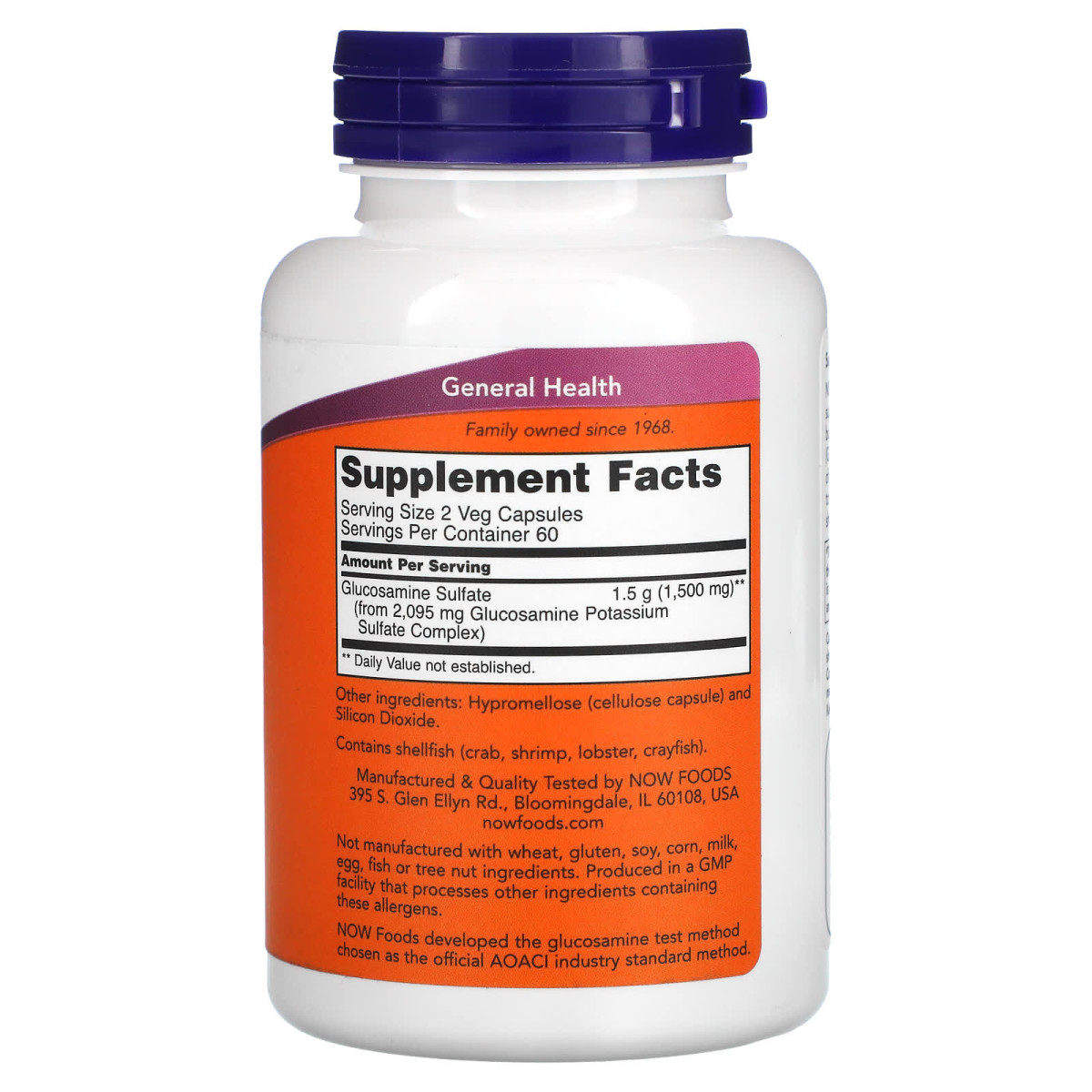 NOW Foods, Siarczan glukozaminy, 750 mg, 120 kapsułek roślinnych