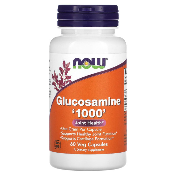 NOW Foods, Glukozamina „1000”, 60 kapsułek roślinnych (1000 mg na kapsułkę)