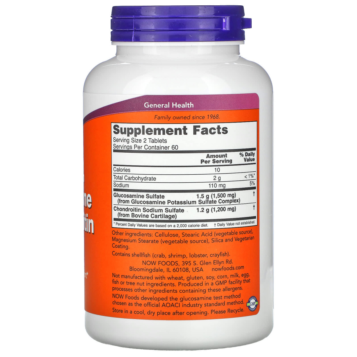 NOW Foods, Glukozamina i chondroityna, zwiększona siła działania, 120 tabletek