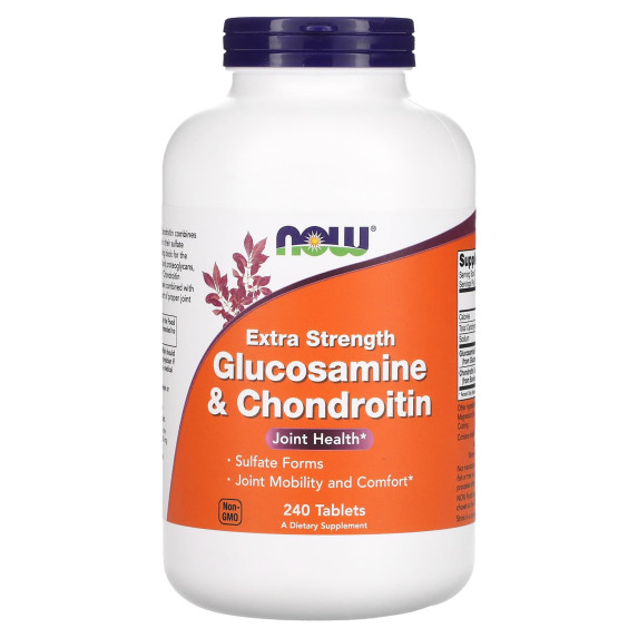 NOW Foods, Glukozamina i chondroityna, zwiększona siła działania, 240 tabletek
