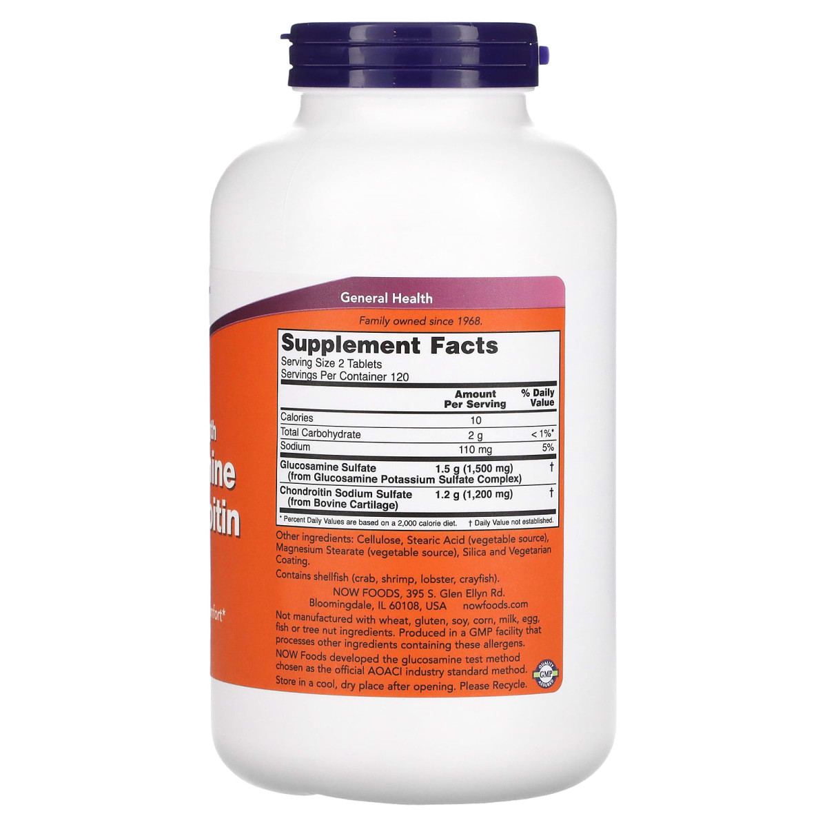NOW Foods, Glukozamina i chondroityna, zwiększona siła działania, 240 tabletek
