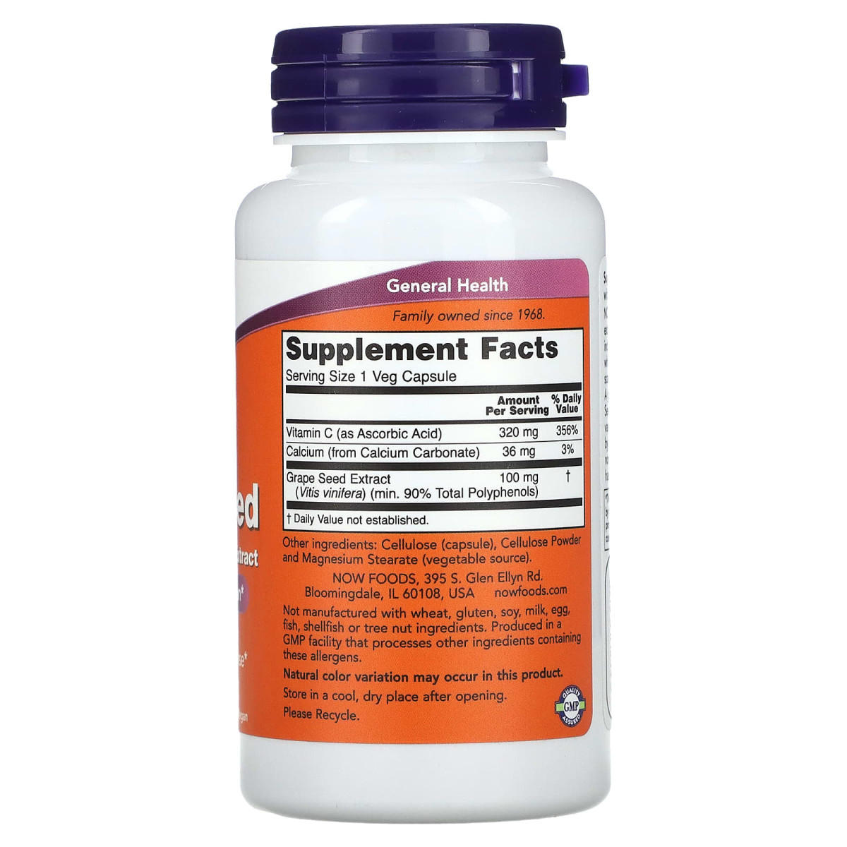 NOW Foods, Pestki winogron, ekstrakt standaryzowany, 100 mg, 100 kapsułek roślinnych