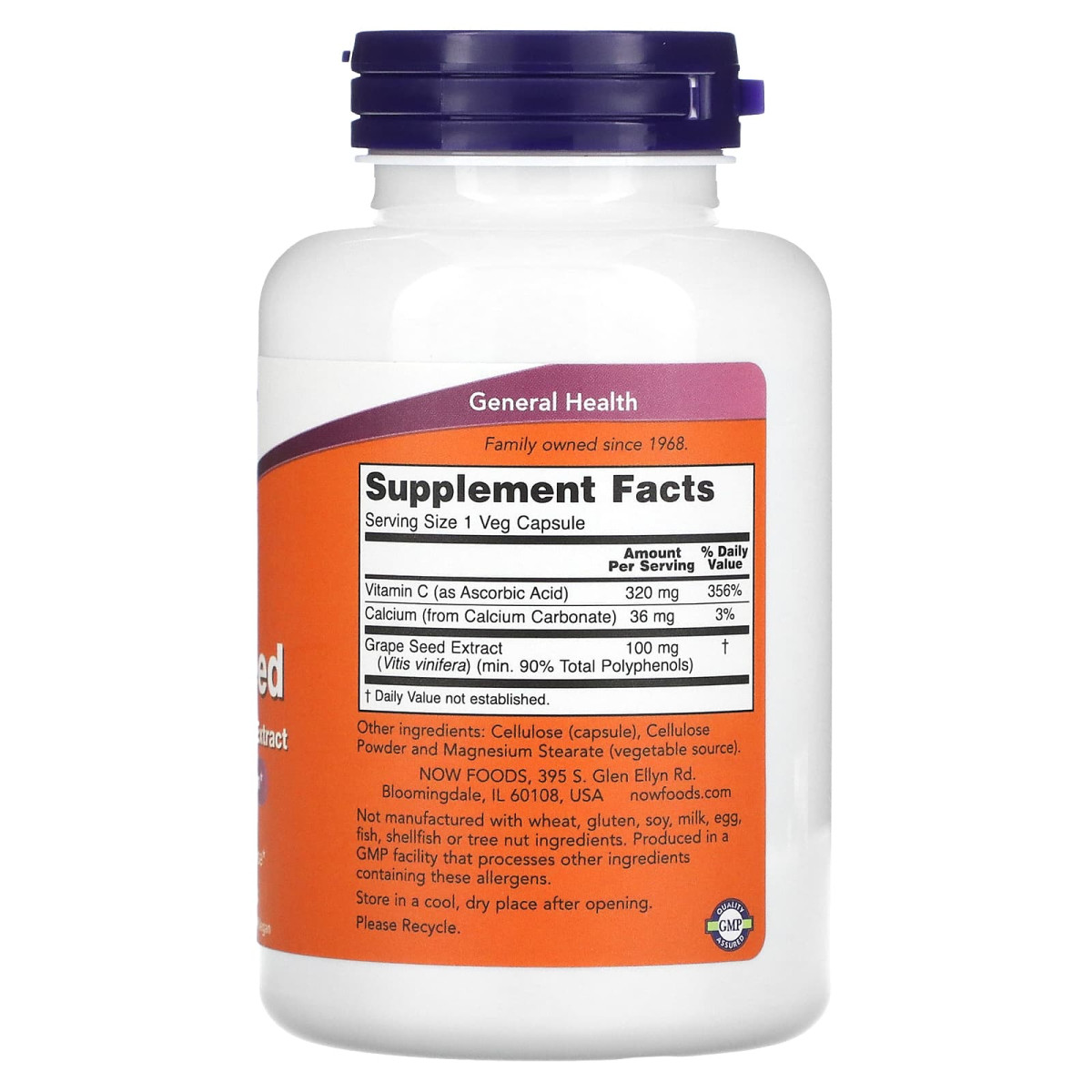 NOW Foods, Pestki winogron, ekstrakt standaryzowany, 100 mg, 200 kapsułek roślinnych