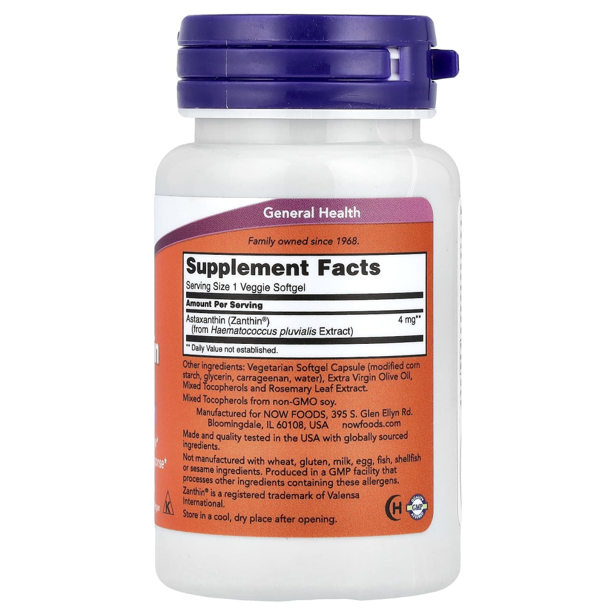NOW Foods, Astaksantyna, 4 mg, 60 miękkich kapsułek roślinnych