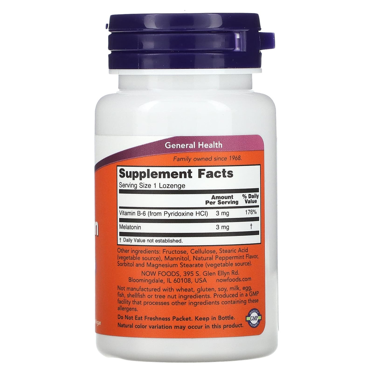 NOW Foods, Melatonina, 3 mg, 90 pastylek