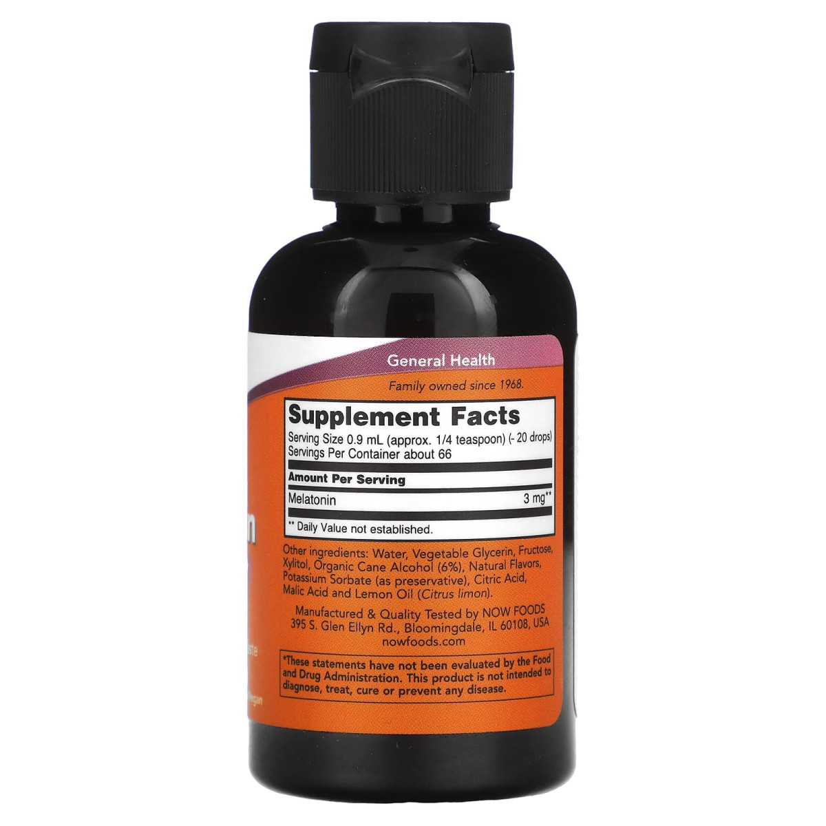 NOW Foods, Melatonina w płynie, 3 mg, 59 ml