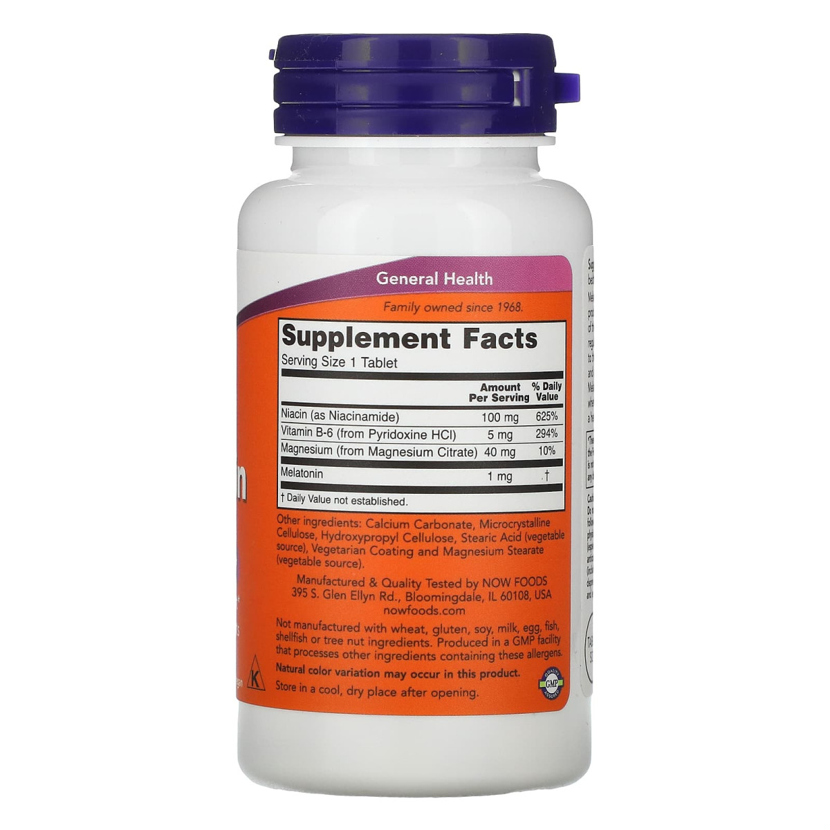 NOW Foods, Melatonina, 1 mg, 100 tabletek