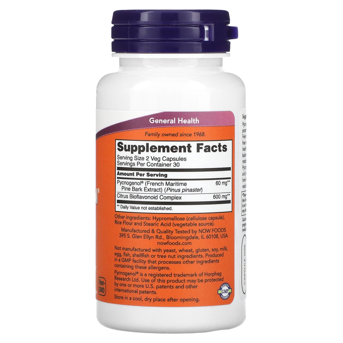 NOW Foods, Pycnogenol, 30 mg, 60 kapsułek roślinnych