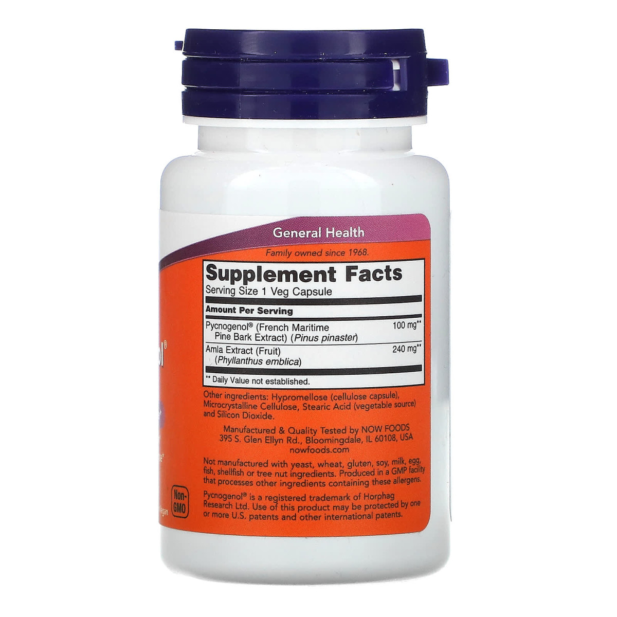 NOW Foods, Pycnogenol, 100 mg, 60 kapsułek roślinnych