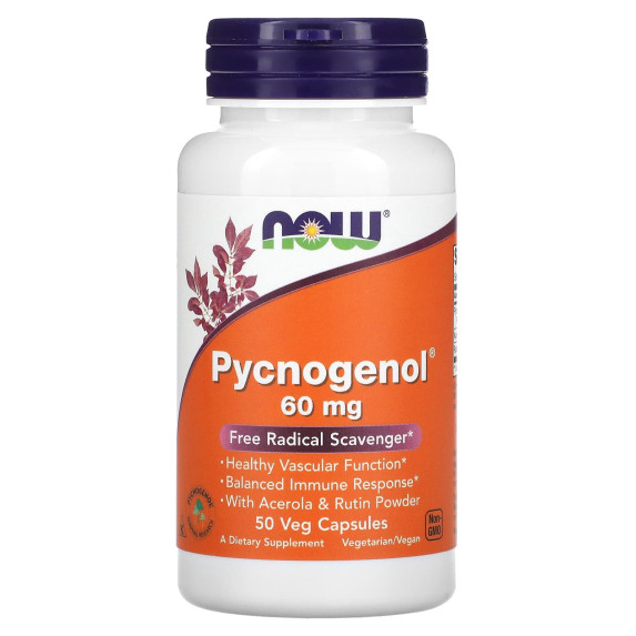 NOW Foods, Pycnogenol, 60 mg, 50 kapsułek roślinnych