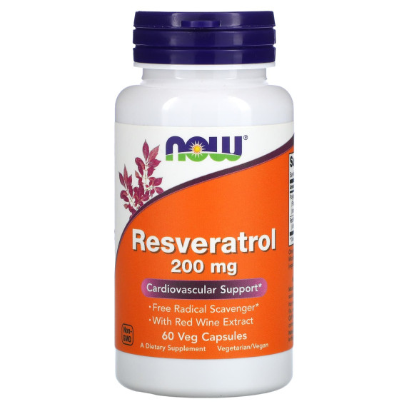 NOW Foods, Resveratrol, 200 mg, 60 kapsułek roślinnych