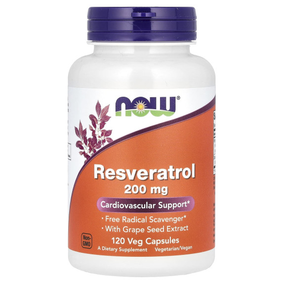 NOW Foods, Resveratrol, 200 mg, 120 kapsułek warzywnych
