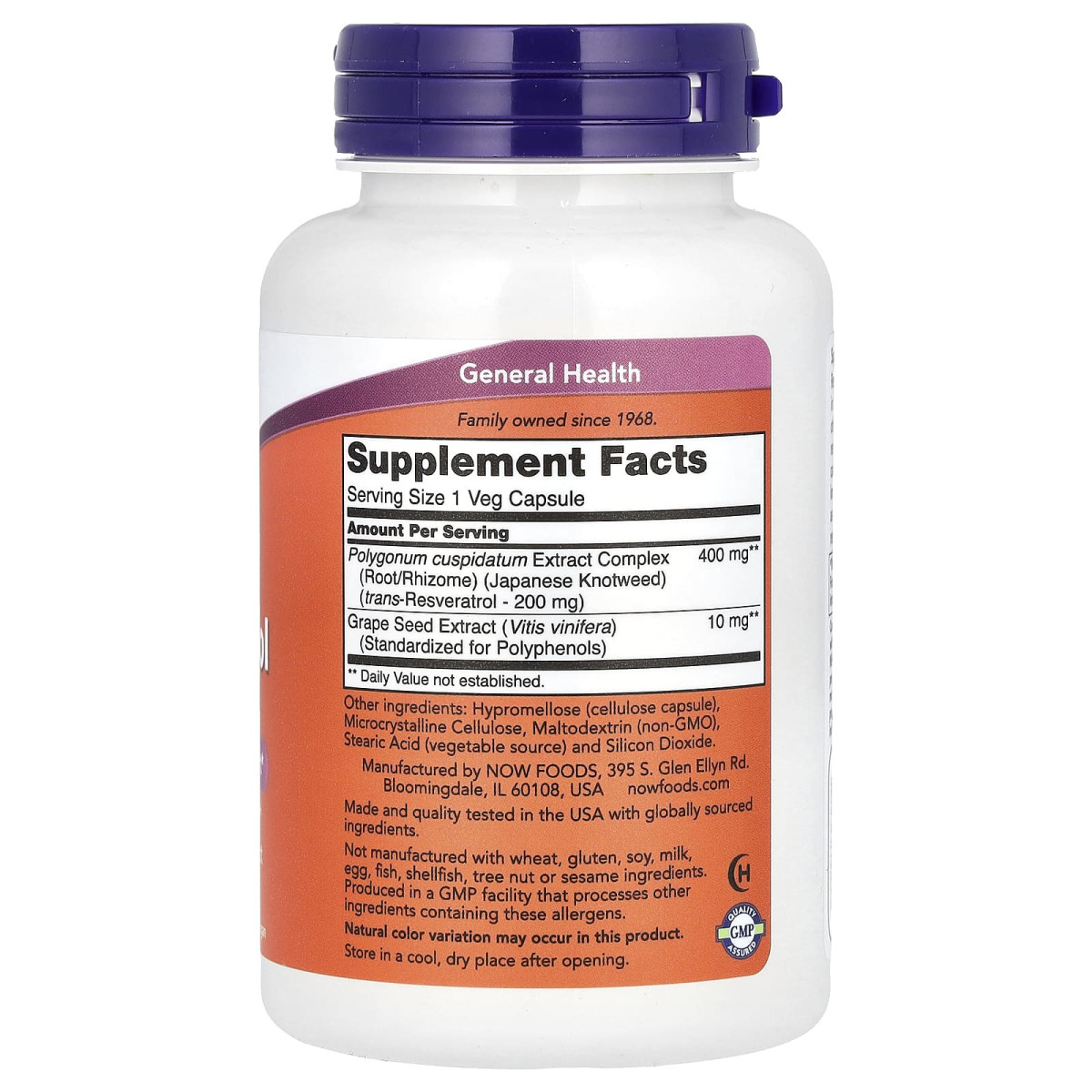 NOW Foods, Resveratrol, 200 mg, 120 kapsułek warzywnych
