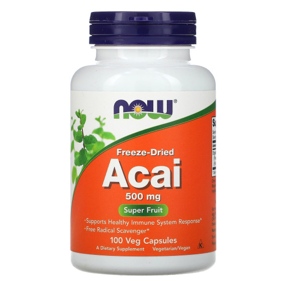 NOW Foods, Liofilizowane acai, 500 mg, 100 kapsułek roślinnych
